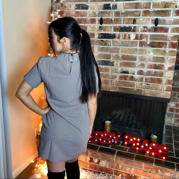 🔥3 for $30 Gingham Mock Neck Plaid Skater Dress - Picture 4 of 8